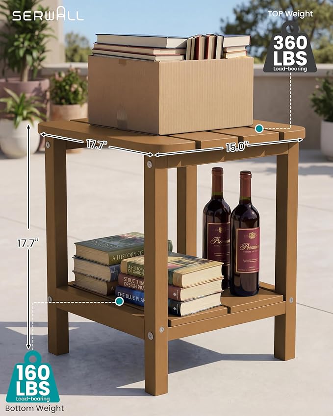 SERWALL Double Adirondack Side Table Rectangular End Table