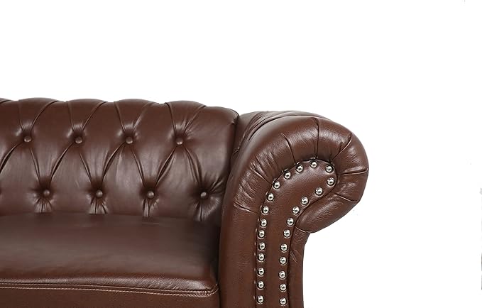 LEVNARY Chesterfield Sofa, Classic Tufted Upholstered Leather Couch, Modern 3