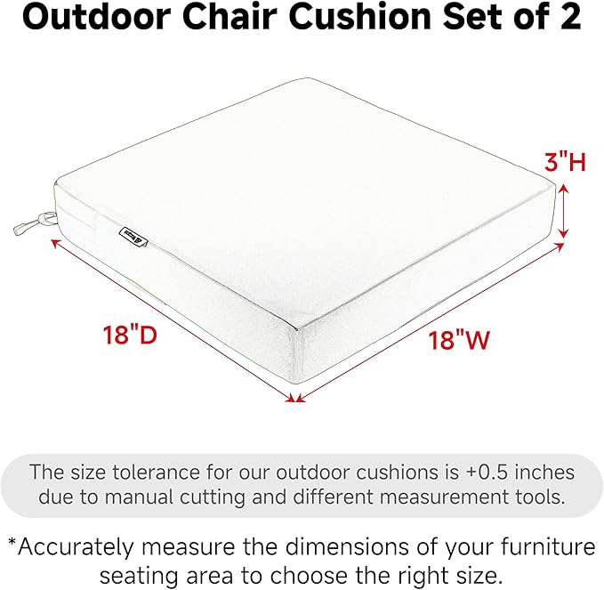 Favoyard Patio Chair Cushions 18 x 18 x 3 Inch Waterproof Outdoor Seat Cushions