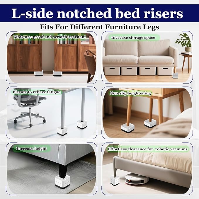 Bed Risers Heavy Duty, Adjustable Furniture Riser Blocks Lift 1.5, 4.3 inches