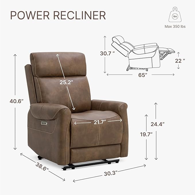 KISLOT Leather Recliner Chair for Adults Wall Hugger RV Recliner