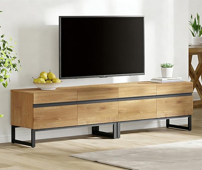 WAMPAT Modern TV Stand for 50-75 Inch TVs, Wood Entertainment Center