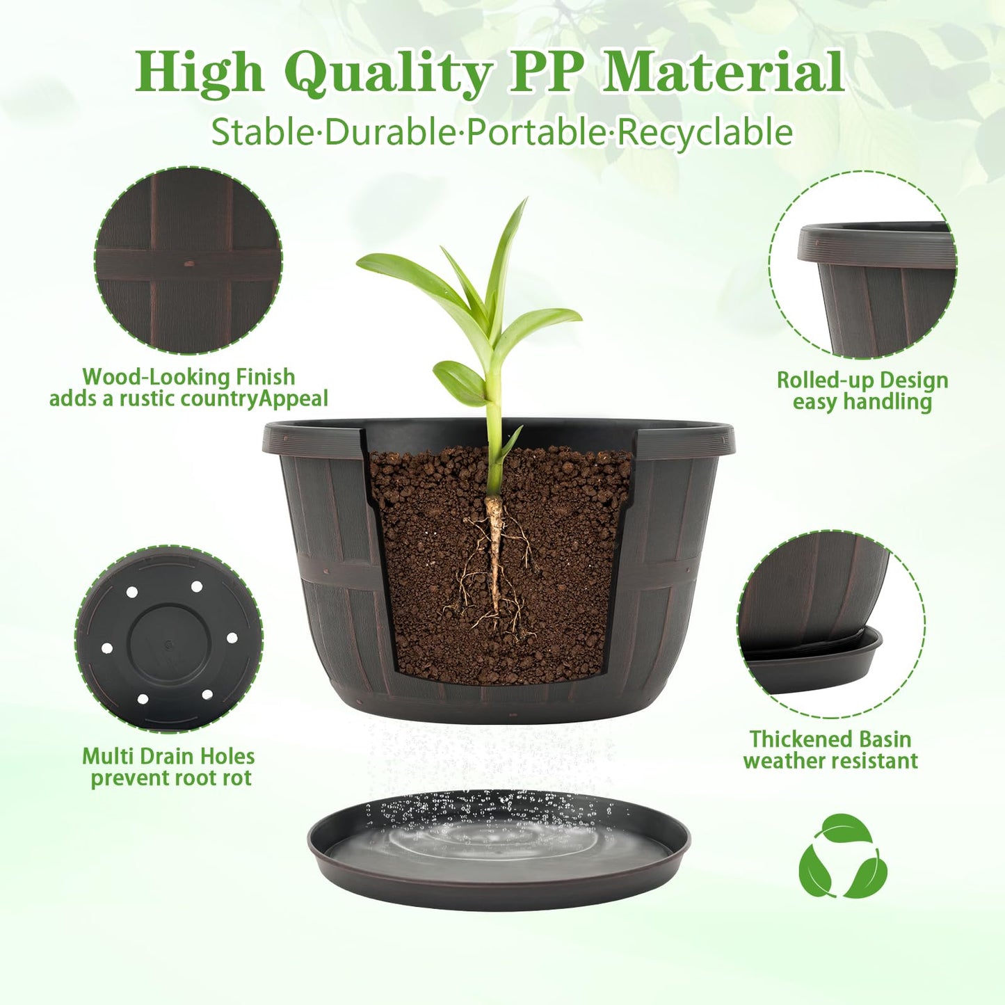 Quarut 4 Pack 10 inch Plant Pots and 3 Pack 10 inch Flower Pots with Drainage Holes and Saucer for Outdoor Indoor Plants.