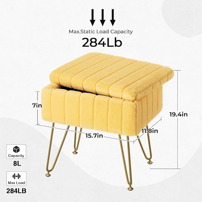 Greenstell Vanity Stool Chair Faux Fur