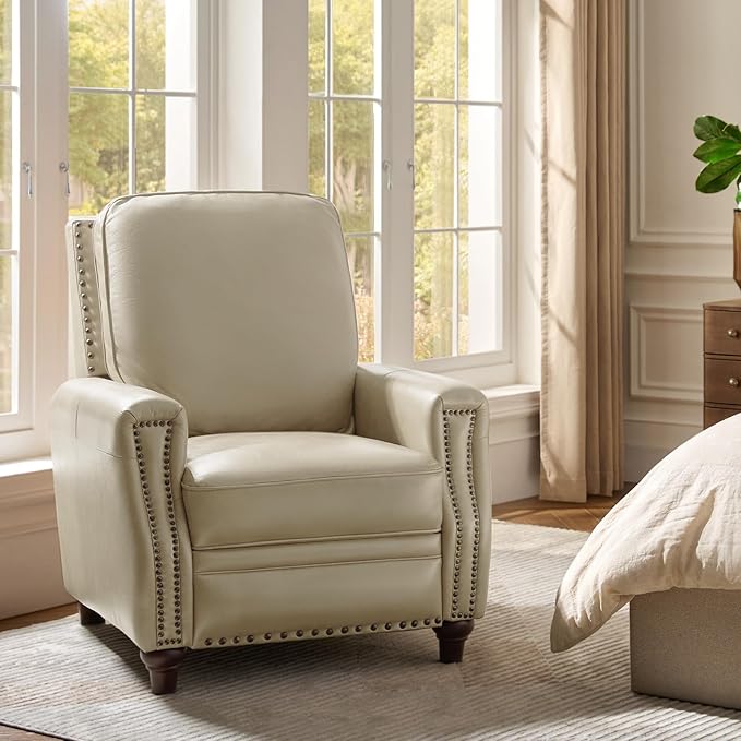 HULALA HOME Genuine Leather Manual Recliner Chairs Set of 2