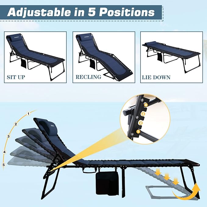 Oversized Padded Outdoor Folding Lounge Chair