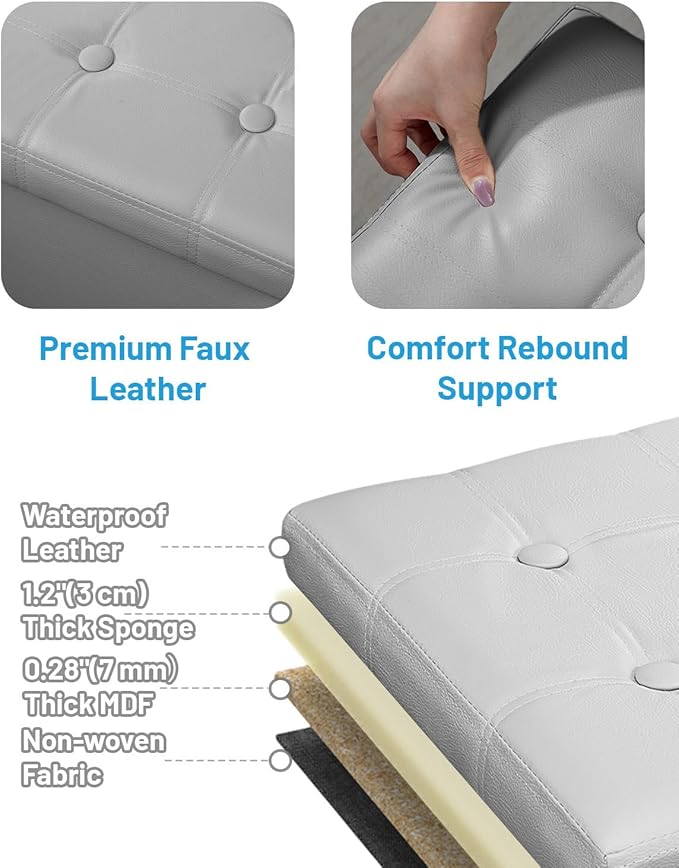 AmasSmile Storage Ottoman Folding Foot Rest Stool