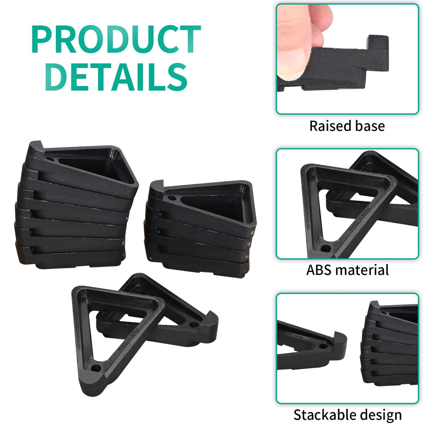 ZUDKSUY 12Pcs Plant Pot Feet, Invisible Elevated Stand for Outdoor Planters, Promotes Airflow & Prevents Moisture, Heavy-Duty Leveling Supports for Potted Plants, Flowers, Garden, Greenhouse, Patio, Deck (Black)