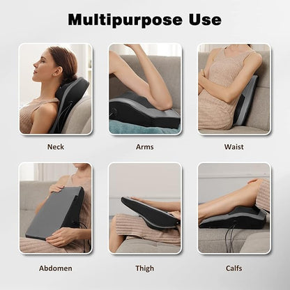 Boriwat Back and Neck Massager with Heat - 3D Kneading Massage Pillow for Neck, Shoulder, Leg Pain Relief - Gifts for Men, Women, Mom, Dad - Relax at Home, Office, Car - Dark Gray