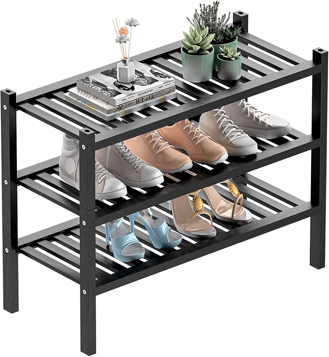 ROMGUAR CRAFT 3 Tier Bamboo Shoe Rack