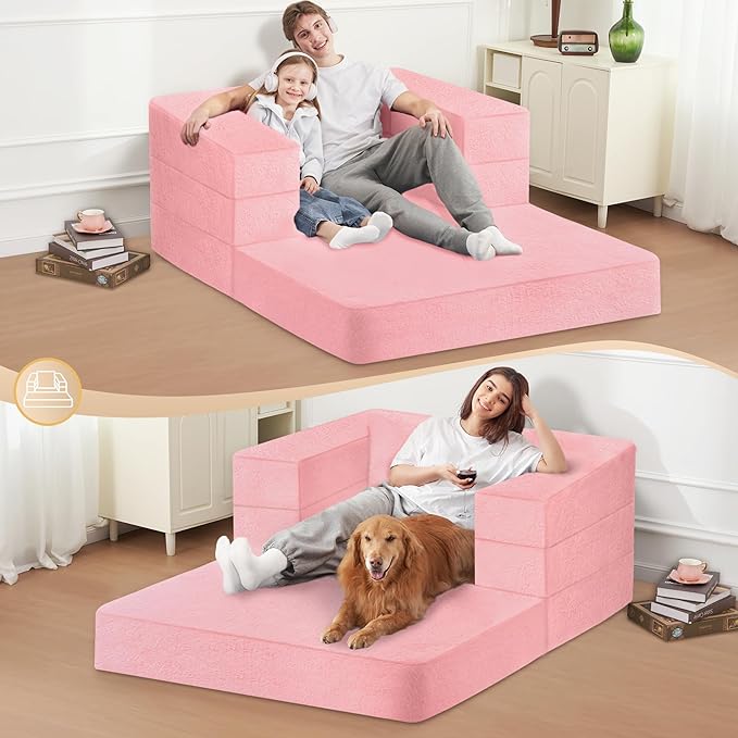 Futon Sofa Bed with Pillow, 3-in-1 Sleeper Sofa Bed with Removable Cover