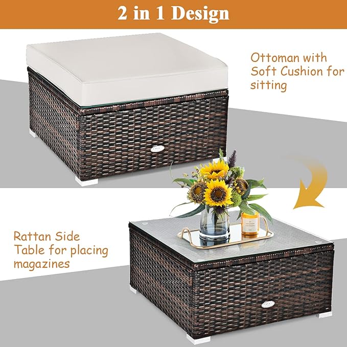 Tangkula 6 Pieces Wicker Patio Furniture Set, PE Rattan Outdoor Sectional
