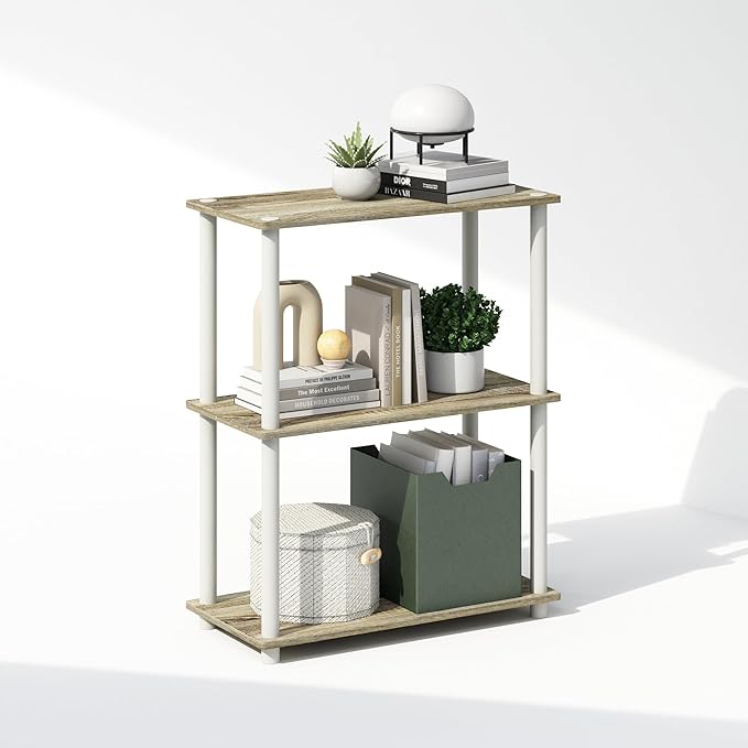 Furinno Turn-N-Tube Book Shelf, 3-Tier Bookshelf, Bookcase