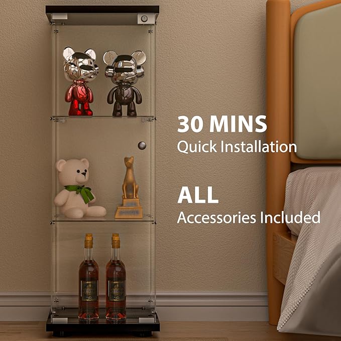 FANYUSHOW 3-Shelf Glass Display Cabinet