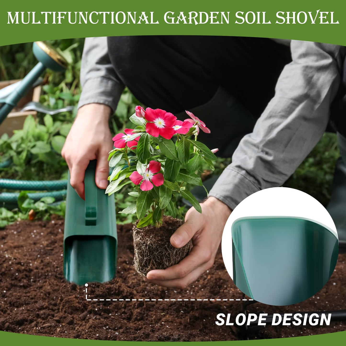 Lanties 3 Pack Plastic Garden Scoop Soil Sifter Cultivation Potting Scoop Garden Tool Bucket Hand Shovel for Digging Up or Transporting Scoops of Soil for Flower, Vegetable, Plants Care