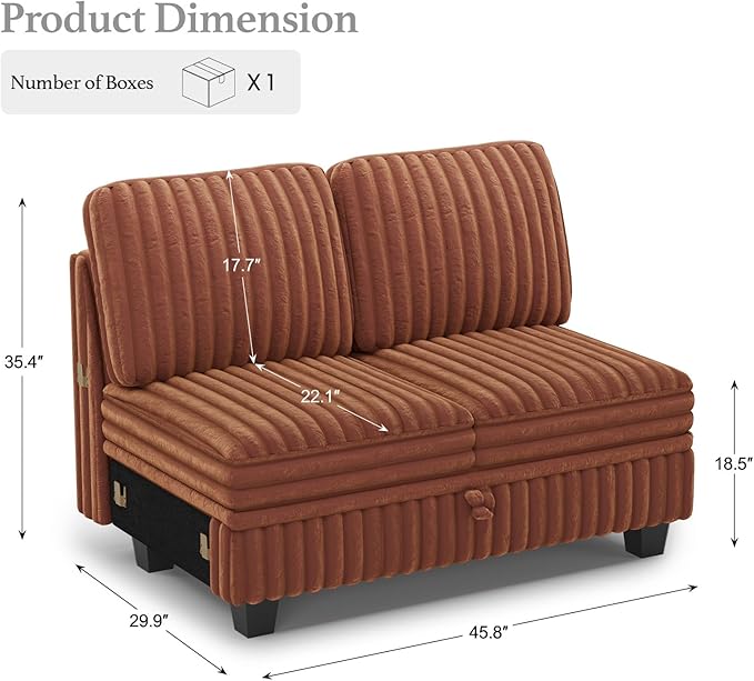Belffin Corduroy Fabric Loveseat Module