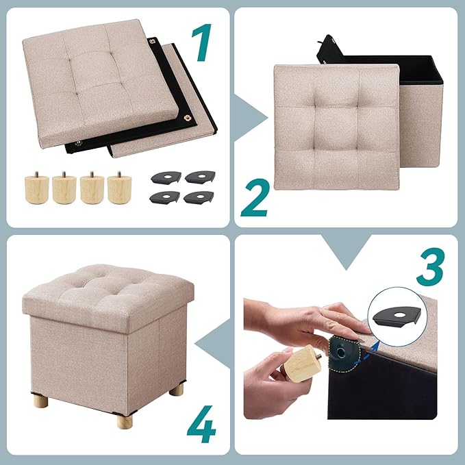 BRIAN & DANY Ottoman with Storage, Small Storage Ottoman