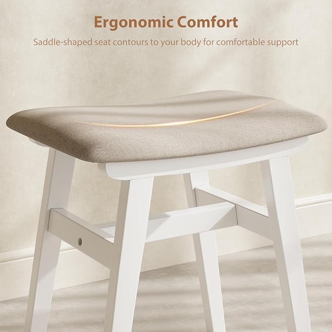 Muwuele Solid Wood Vanity Stool, Compact Makeup Chair