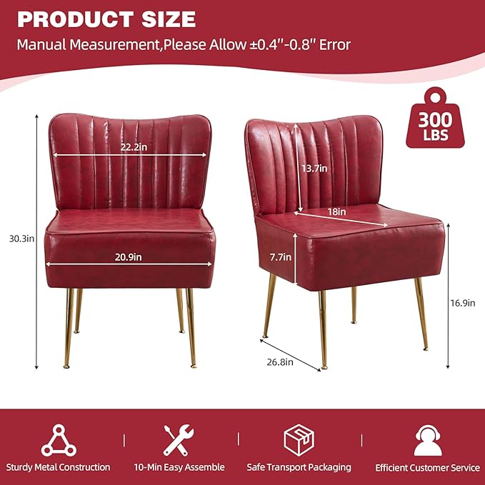 Modern Leather Accent Chair Single 1 Pack, Vintage Slipper Chair