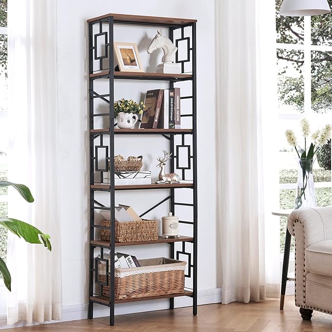 HOMISSUE Bookcase, 6-Tier Tall Bookshelf Metal Bookcase and Bookshelves
