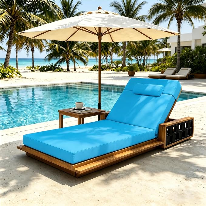 Chaise Lounge Cushion for Outdoor Furniture, Waterproof, Fade-Resistant and