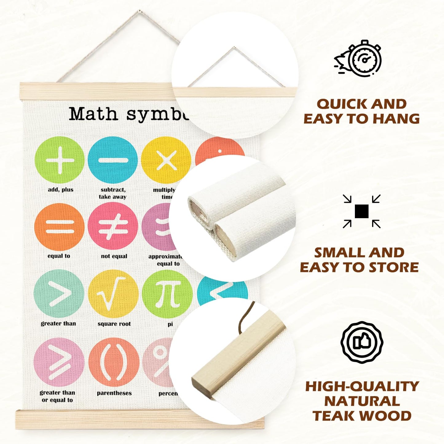 Supwhd Classroom Wall Decor, Numbers and Math Symbols Wall Art Poster, Playroom Wall Decor, Educational Posters for Nursery Kids Room Playroom Classroom Preschool Decor, 12x16 Set of 2