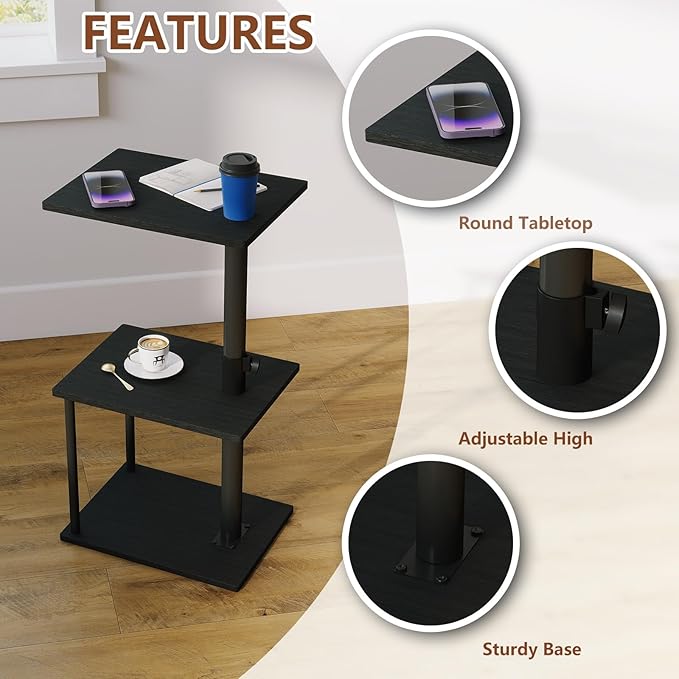 Faesun Swivel Side Table for Couch Arm, Adjustable C End Table for Recliner or