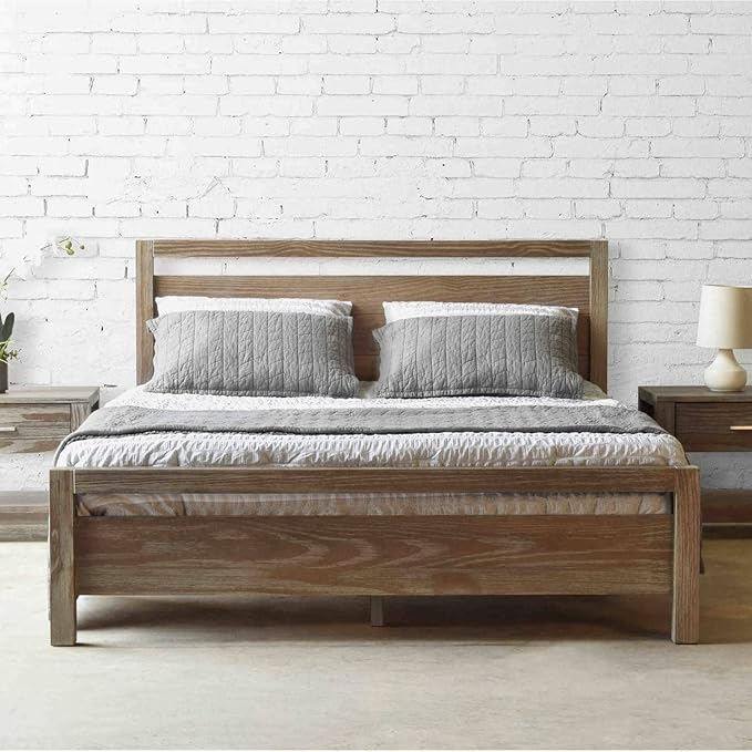 Grain Wood Furniture Loft Full Size Solid Wood Bed, Weathered Pine