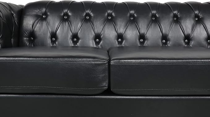 LEVNARY Chesterfield Sofa, Classic Tufted Upholstered Leather Couch, Modern 3