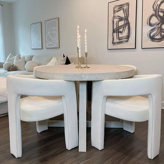 VESCASA Linen Barrel Dining Chair