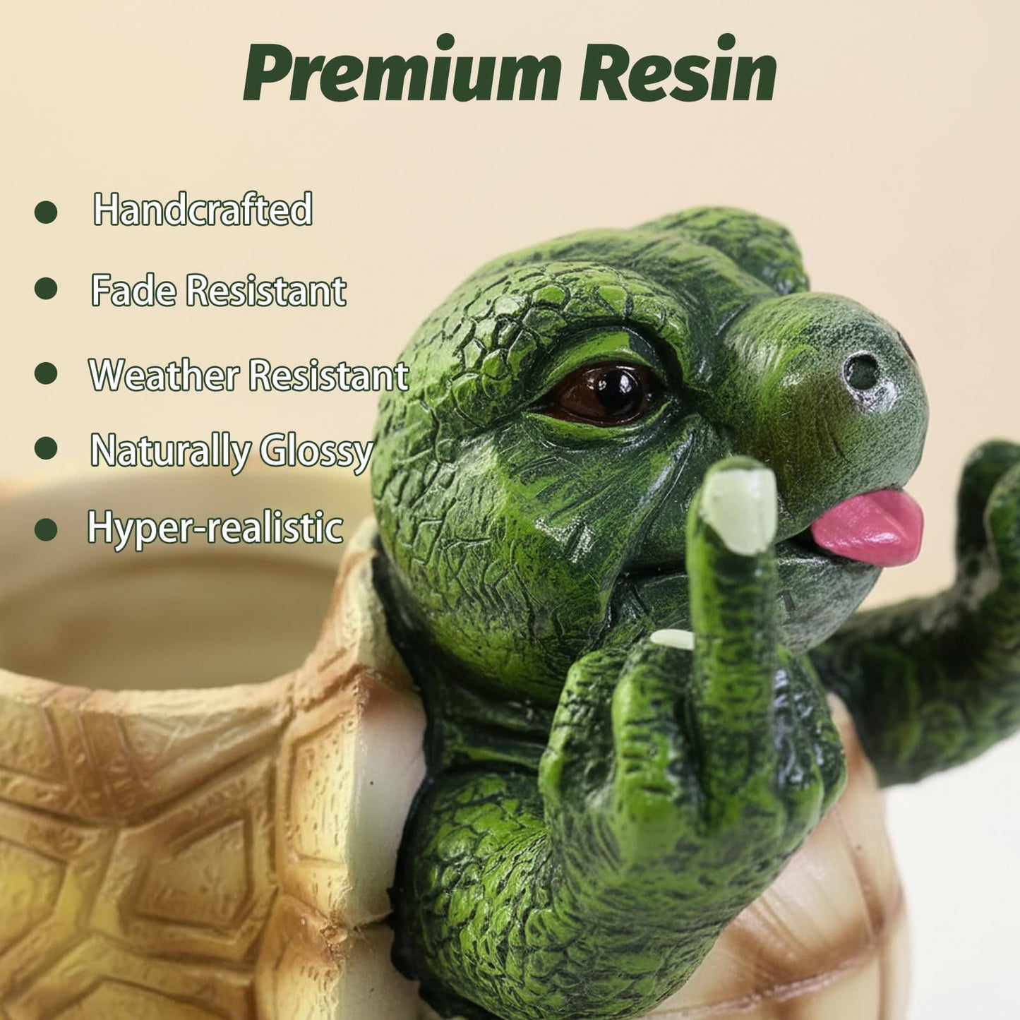 NMMUGOR Turtle Succulent Pots with Middle Fingers Up, Middle Finger Gifts, Prank Flower Pot Resin for Indoor Outdoor