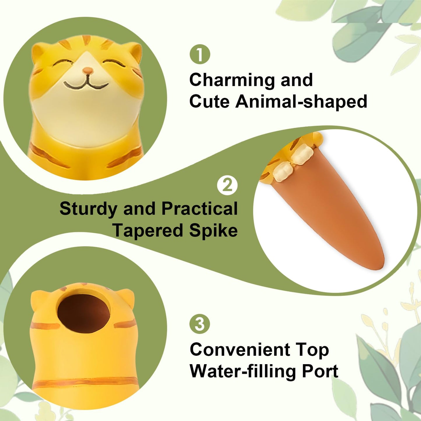 MCleanPin 4 Pack Plant Watering Spikes and Globes Handmade Terracotta Self-Watering Planter Insert Automatic Plant Waterer Devices for Indoor Outdoor Plants (Animal Paradise)
