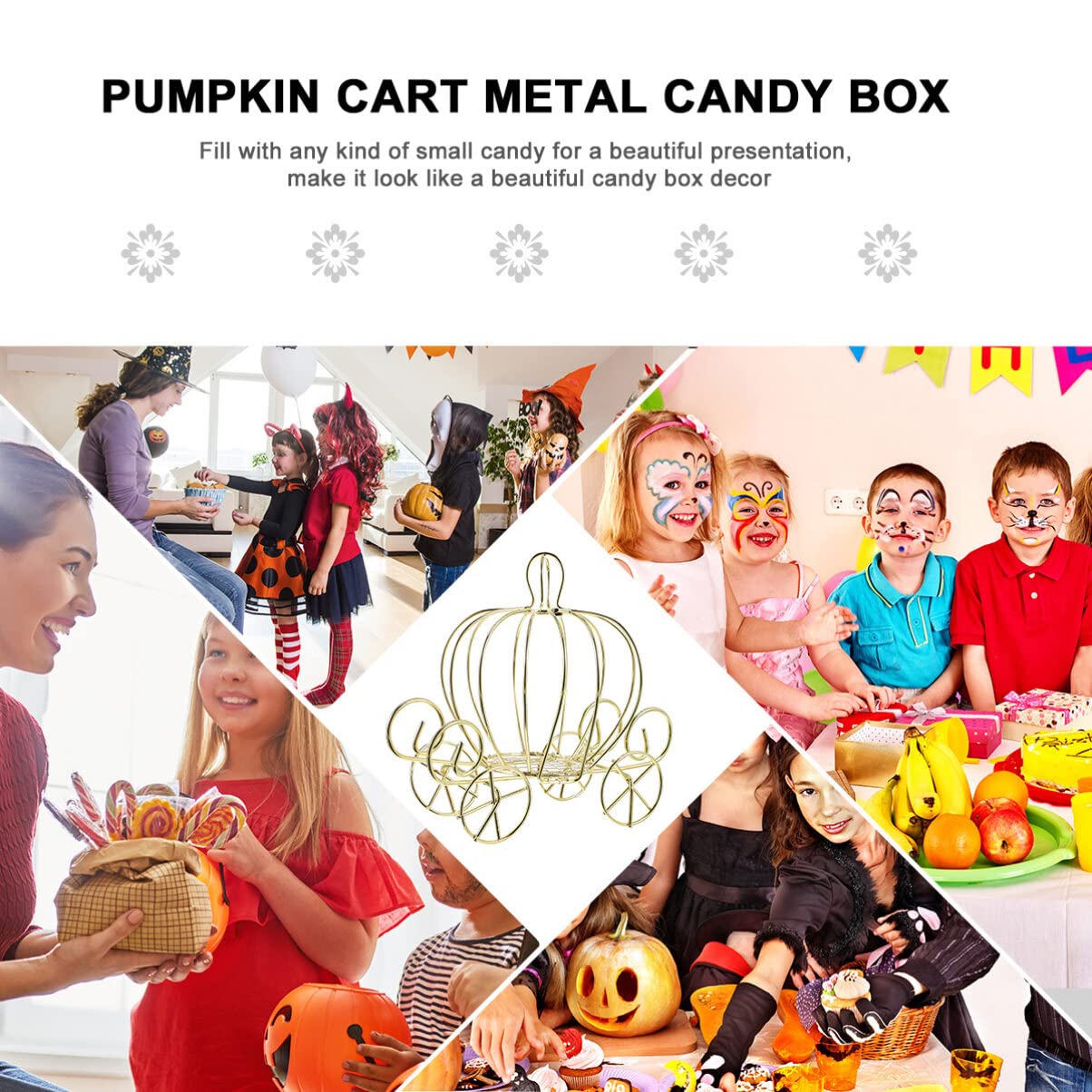 FAVOMOTO Pumpkin Carriage Candy Box, Pumpkin Carriage Golden Decorative Princess Centerpiece Jewelry Holder Hinged Trinket Box Table Centerpiece Decor for Christmas Anniversary Wedding Birthday