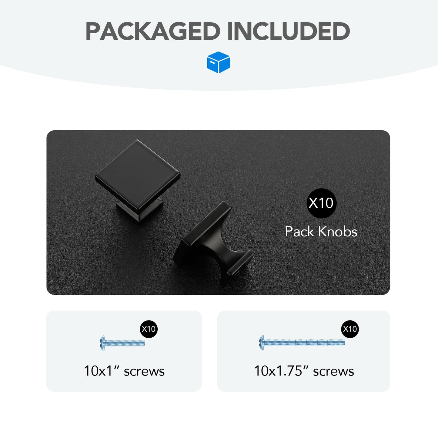 HOME EDIT 10 Pack Single Hole Matte Black Cabinet Knobs Solid Zinc Alloy Pulls for Kitchen Cupboard & Drawer Hardware