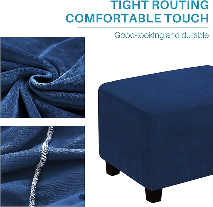 Ottoman Cover, Stretch Rectangle Velvet Ottoman Slipcovers of Foot Stool