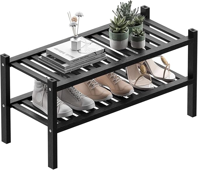 ROMGUAR CRAFT 2 Tier Bamboo Shoe Rack