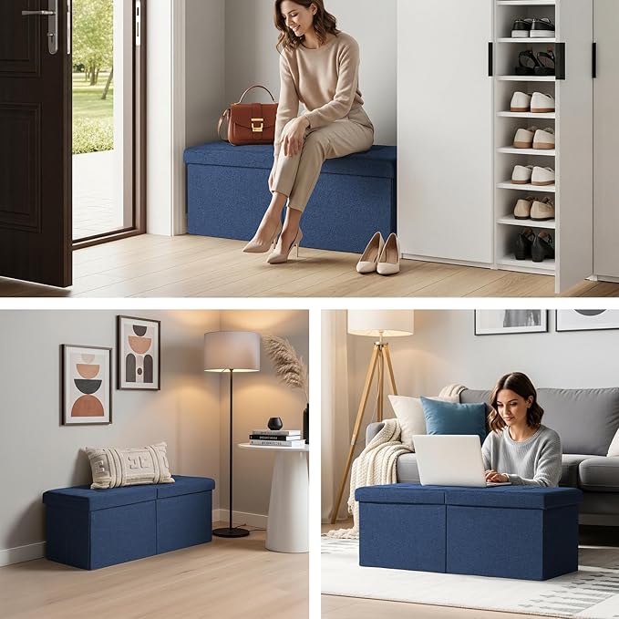 35-INCH Storage Ottoman Bench, Footrest