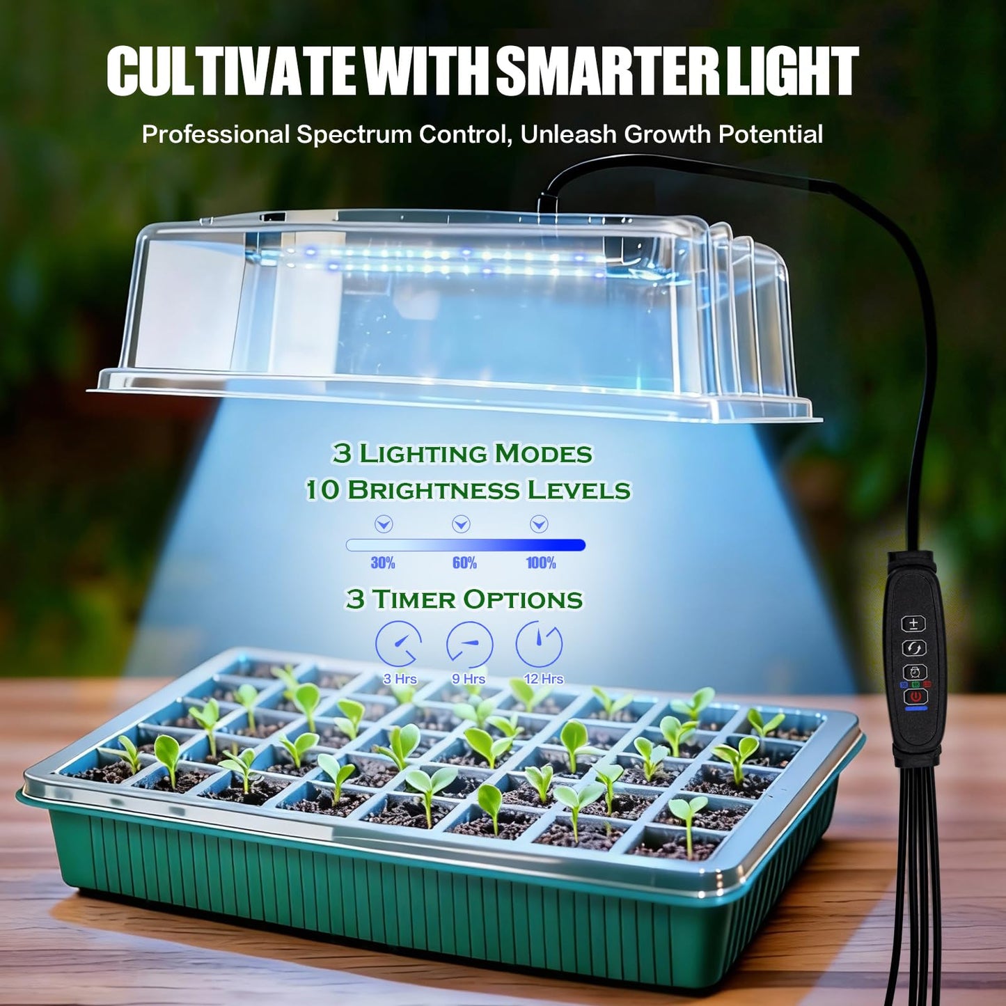 joyhalo Seed Starter Tray with Grow Light, 2 Pack 80 Cells, Thicken Plant Starter Kit with Humidity Dome, Adjustable Brightness Germination Kit, Indoor Gardening Plant Trays for Seeds Growing