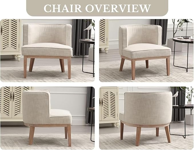 Beige Barrel Chairs Set of 2