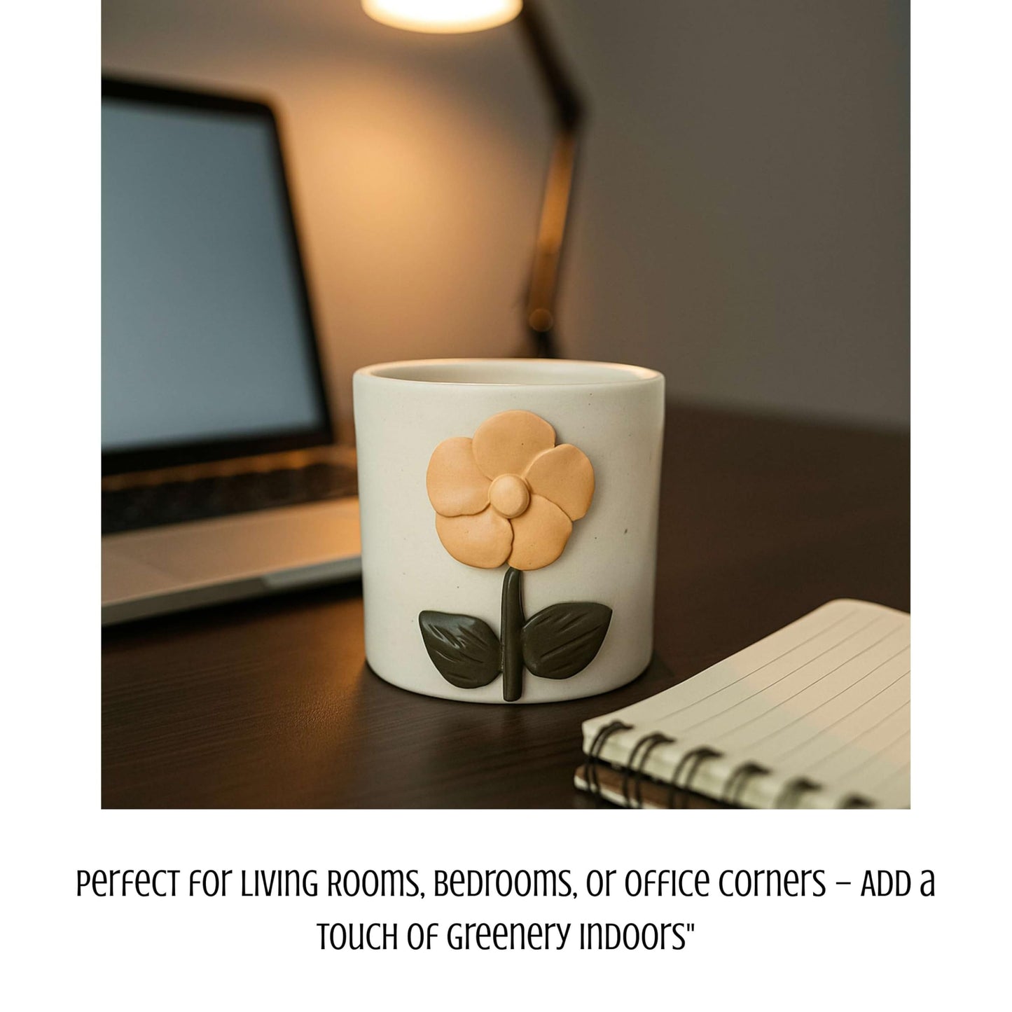 CERAMIQA Ceramic Succulent Planter Pot with Drainage Hole, Small 3 Inch Indoor Plant Pot, Cute 3D Floral Design, Mini Round Flower Pot for Cactus & Herbs, Decorative Planter for Home Office Desk