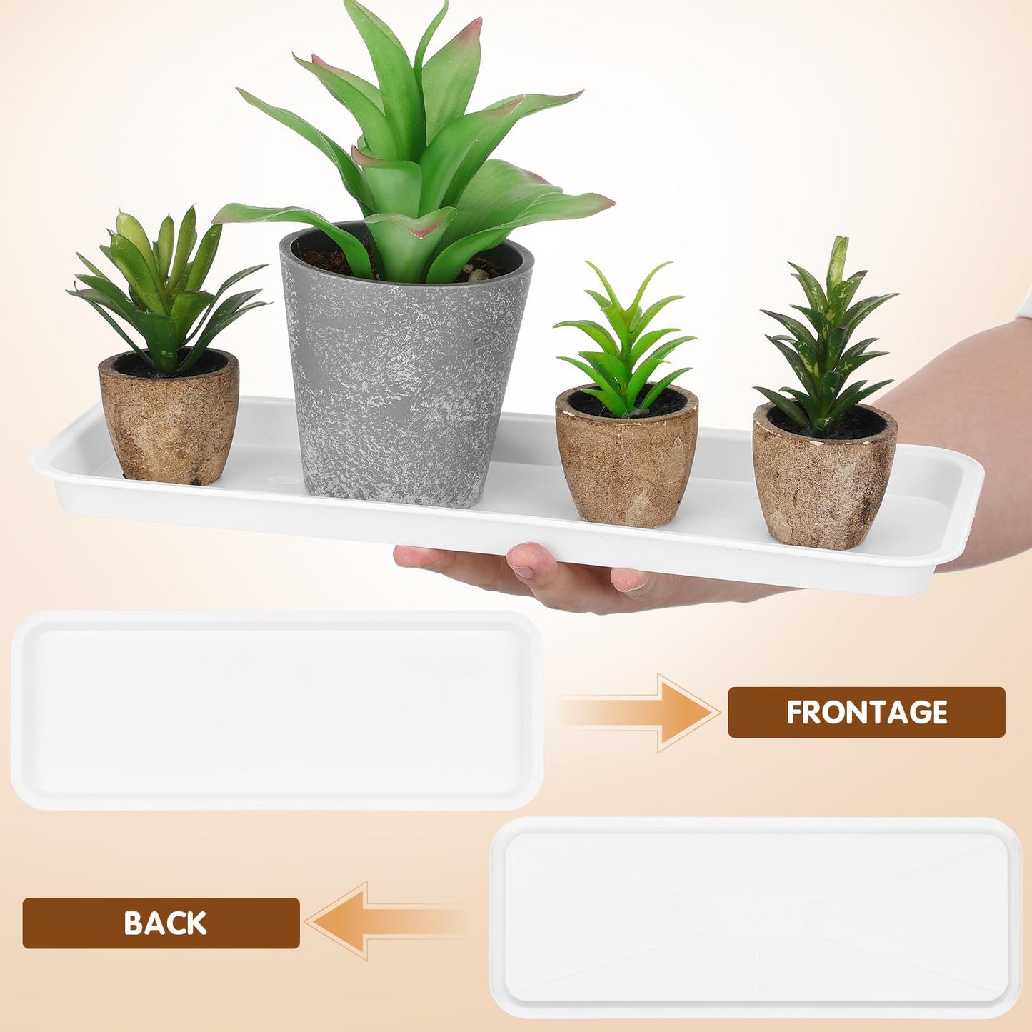 Sewroro 10pcs Rectangular Plant Saucers, Plastic Flower Pot Trays for Indoor Outdoor Use, 15. 7 X 5. 9 Inch Water Catchment Trays for Overwatering Protection, Reusable Bonsai Pot Bases