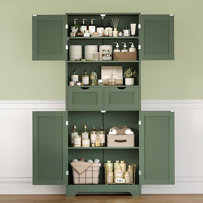 Iwell 58" H Tall Bathroom Storage Cabinet