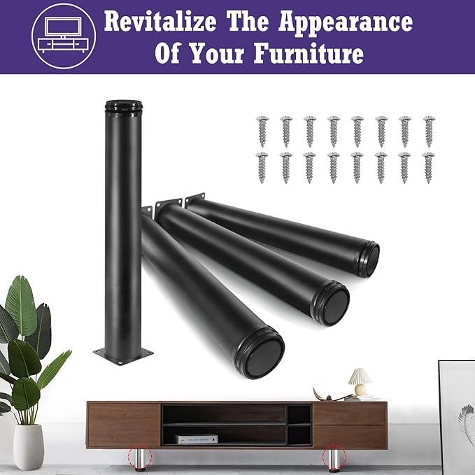 16 Inch Metal Furniture Legs Stainless Steel Adjustable Legs Black Metal Legs