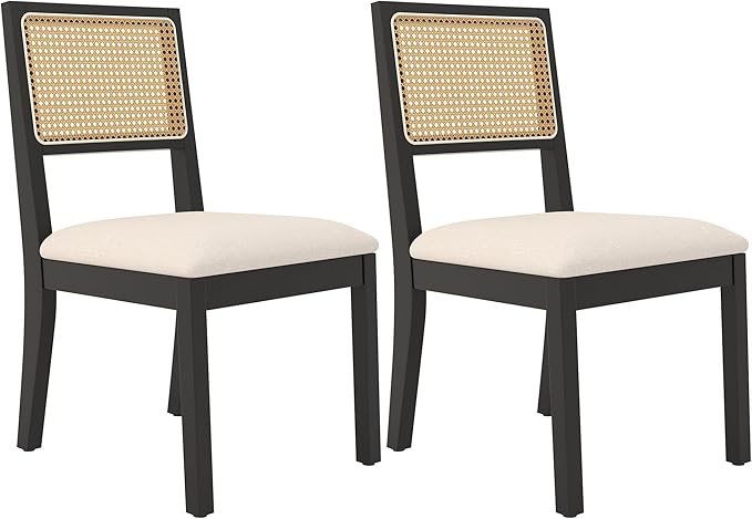 Westice Rattan Dining Chairs Set of 2, Farmhouse Natural Dining Room Chairs