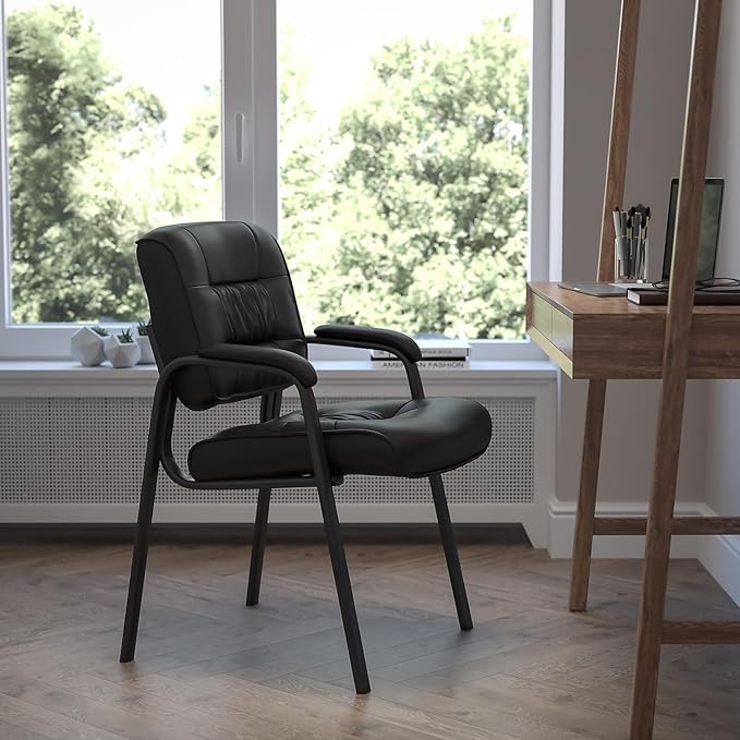 Flash Furniture Haeger Black LeatherSoft Executive Side Reception Chair