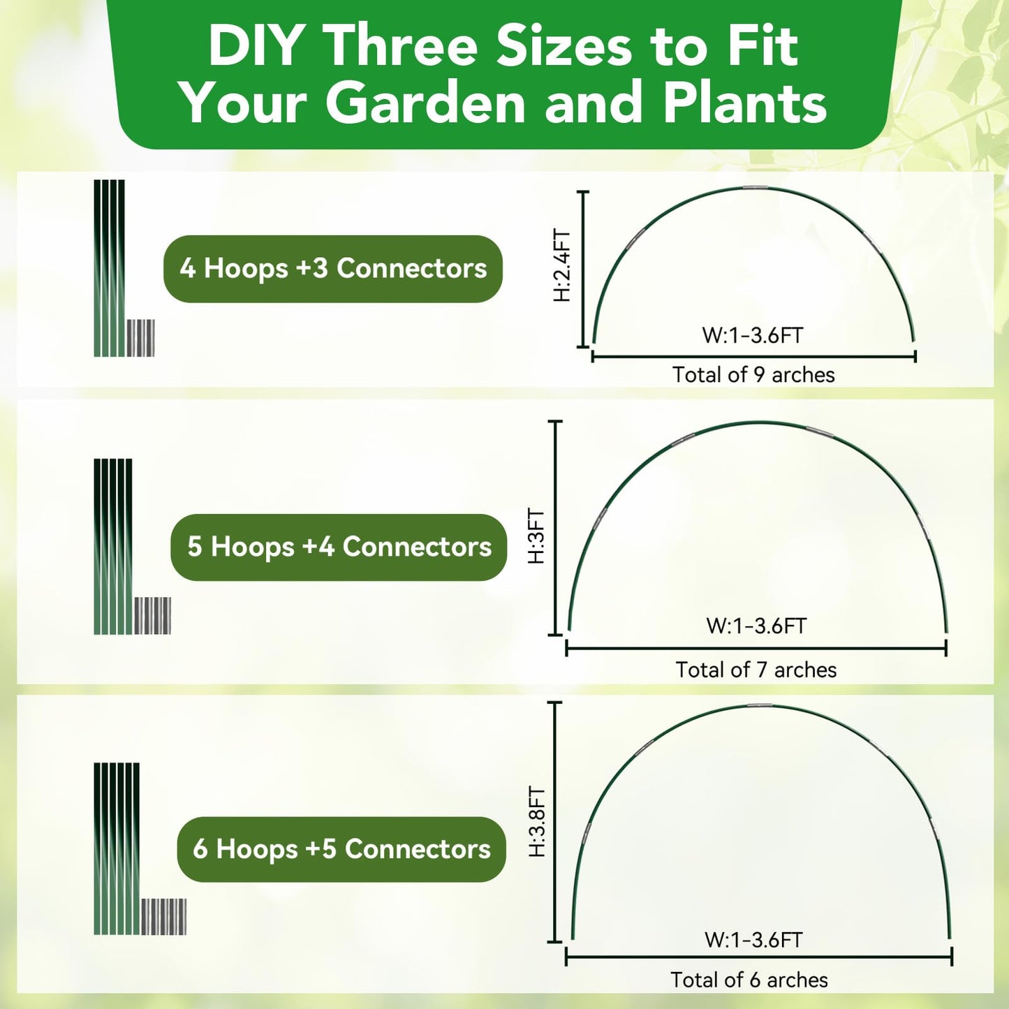 Garden Mesh Netting Kit for Raised Beds, 10x30FT Green Garden Netting ＆6 Sets Fiberglass Garden Hoops, Row Cover Garden Netting Pest Barrier Plant Protection for Vegetable Flowers Fruits