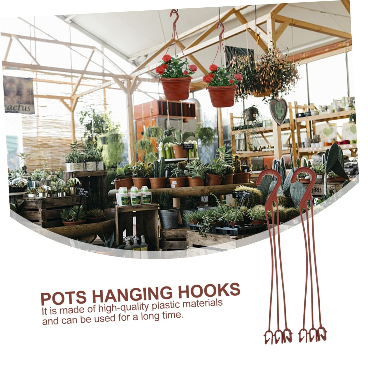 LABRIMP 50pcs Plastic Hanging Hooks for Flower Pots Durable Plant Holders for Garden Wall-Mounted Planter Hooks for Decoration