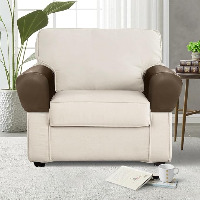 PU Leather Armrest Covers for Sofa Couch Arm Slipcover Set of 2 Stretch