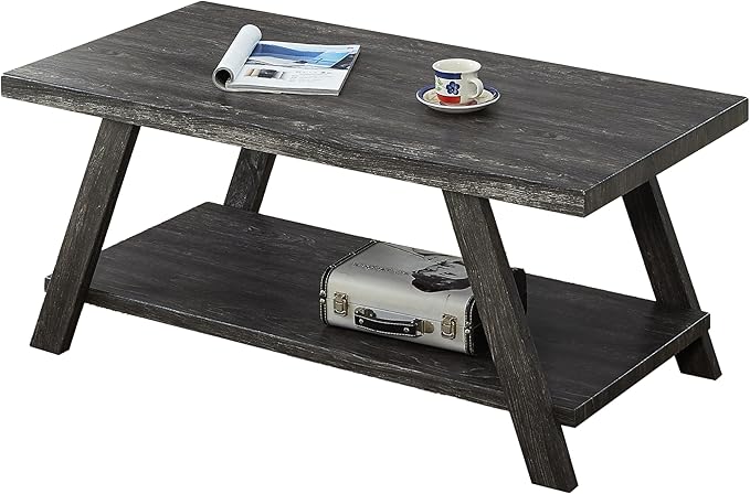 Contemporary Wood Coffee Table 48 in, Charcoal Living Room Table