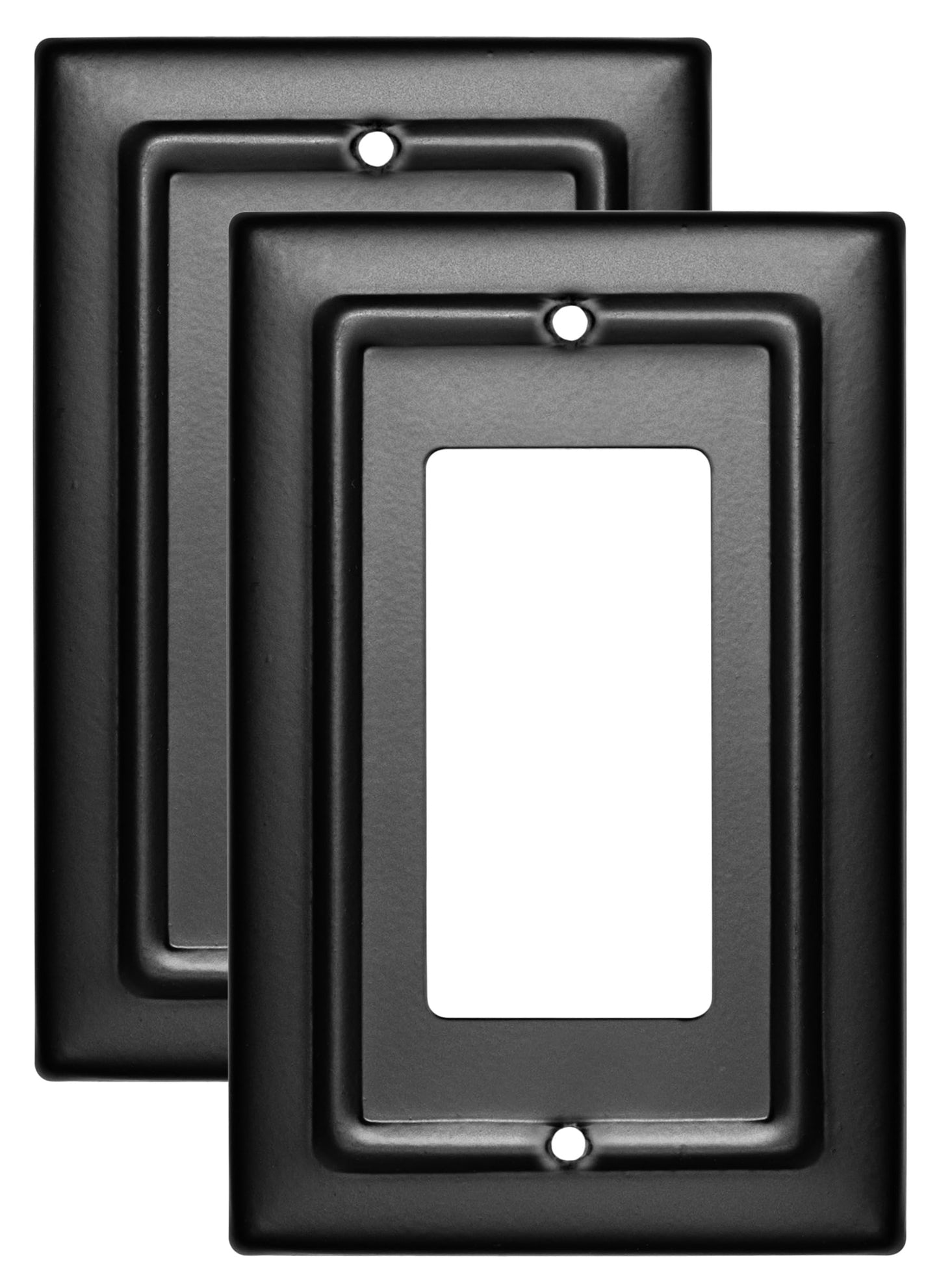 Monarch Abode Rocker Light Switch Cover Plate – 1-Gang Matte Black Decorator Wall Plates, Architectural Decorative Outlet Covers Wall Plates for Receptacle, GFCI Electric Outlet Cover, Pack of 2
